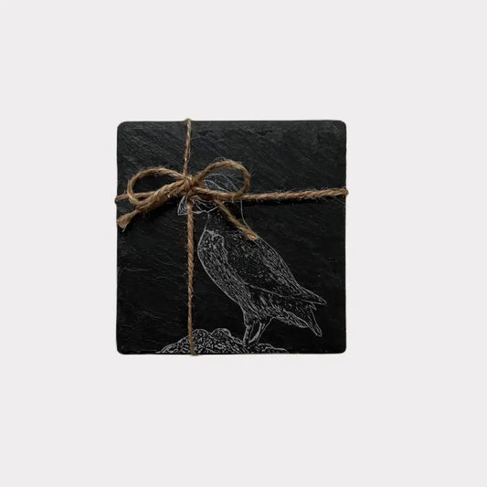 Puffin - Natural Slate Coasters (Set of 2)