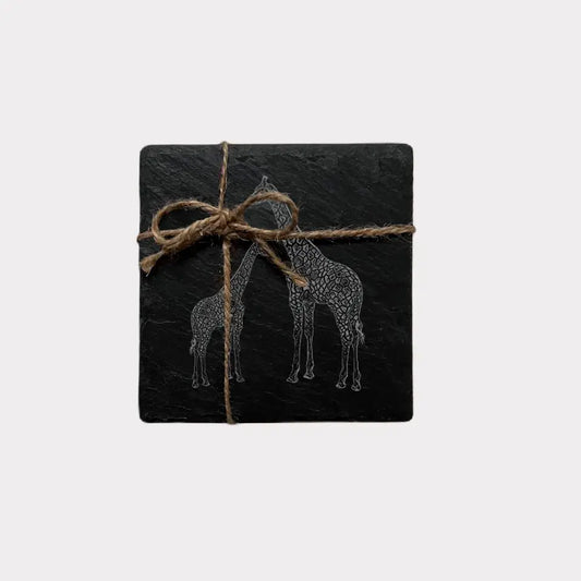 Mother Giraffe - Natural Slate Coasters (Set of 2)