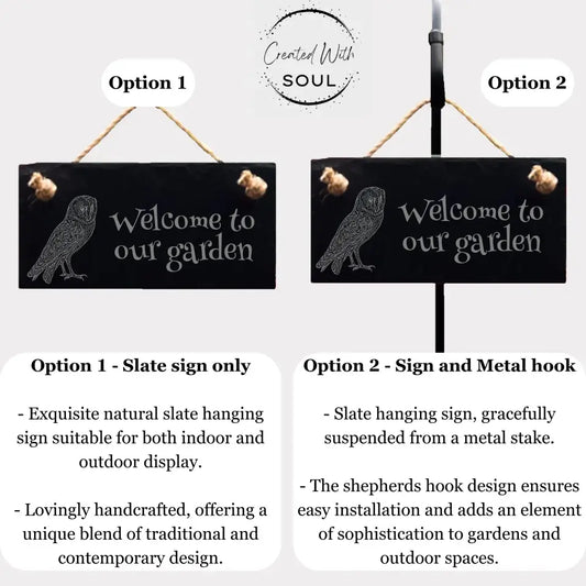 Barn Owl Garden Sign - Welcome to Our Garden Slate Ornament