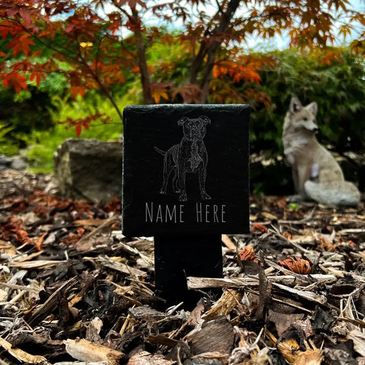Staffordshire Terrier Slate Memorial Stake – Small Staffy Dog Memorial