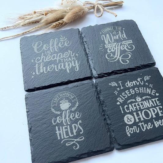 Coffee Is Good For The Soul - Natural Slate Coasters (Set of 4)