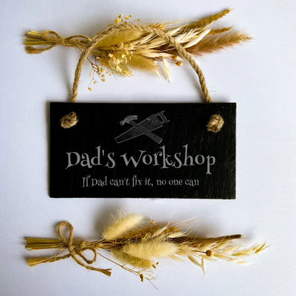 Dad's Workshop - Natural Slate Hanging Sign