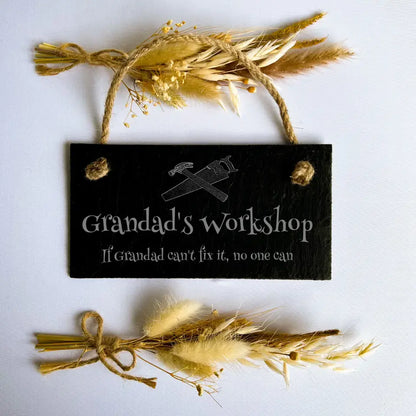 Grandad's Workshop - Natural slate hanging sign 20cm by 10cm