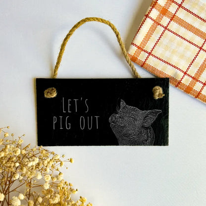 "Lets Pig Out" Farm House Sign - Shabby Chic Kitchen Plaque