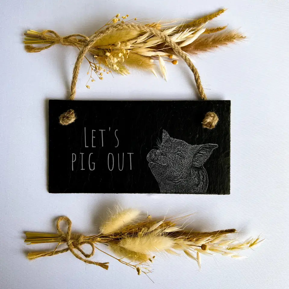 "Lets Pig Out" Farm House Sign - Shabby Chic Kitchen Plaque