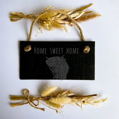 Highland Cow Slate Sign - "Home Sweet Home" Farmhouse Décor