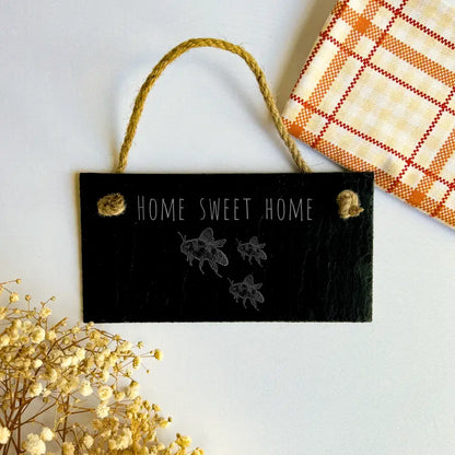 "Home Sweet Home" Honey Bee Sign - Bees Slate Plaque