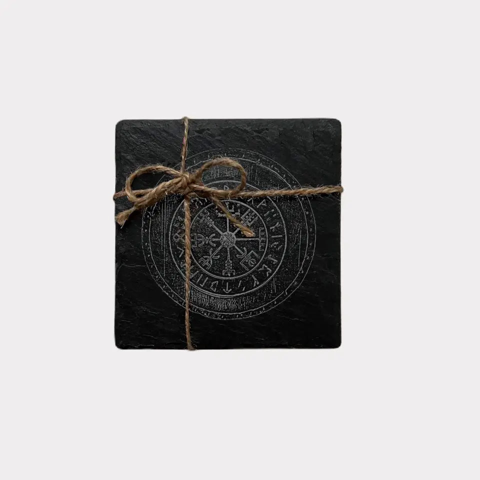 Viking Shield Coasters (Set of 2) - Slate Norse Stone Gift