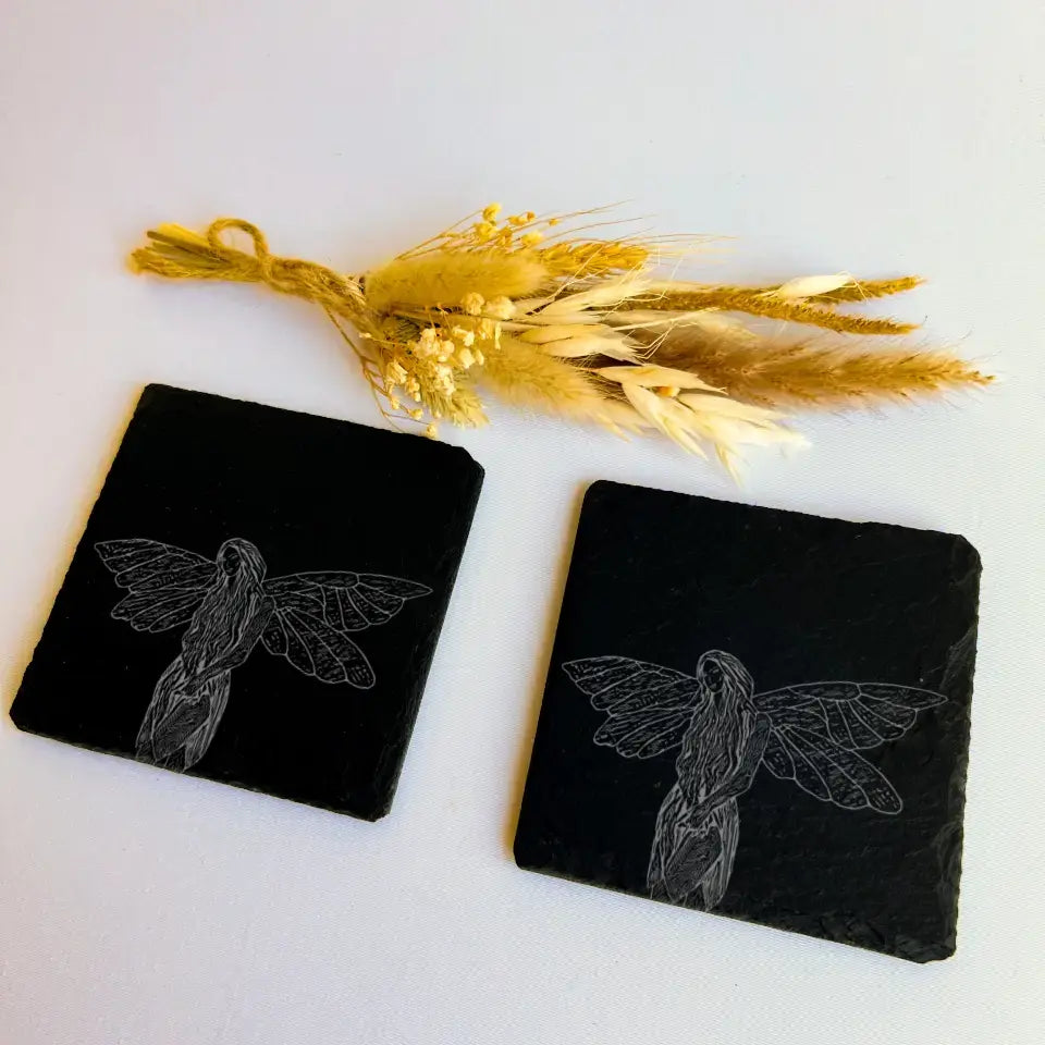 Pixie Fairy Coasters - Slate Supernatural Stone Mats (Set of 2)