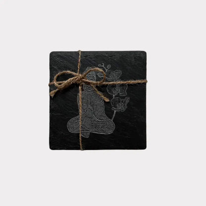 Buddha Slate Handmade Coasters (Set of 2) - Mindfulness Gift