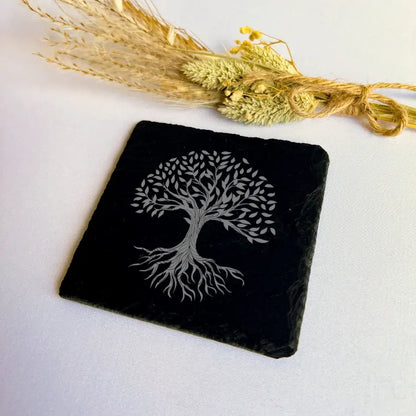 Tree Of Life Slate Handmade Coasters (Set of 2) - Tree Stone Gift