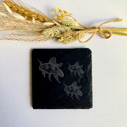 Honey Bee Coaster Set of 2 - Slate Bees Kitchen Gift