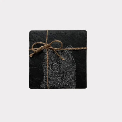 Bear Slate Coasters Set of 2 - Rustic Bears Kitchenware Gift