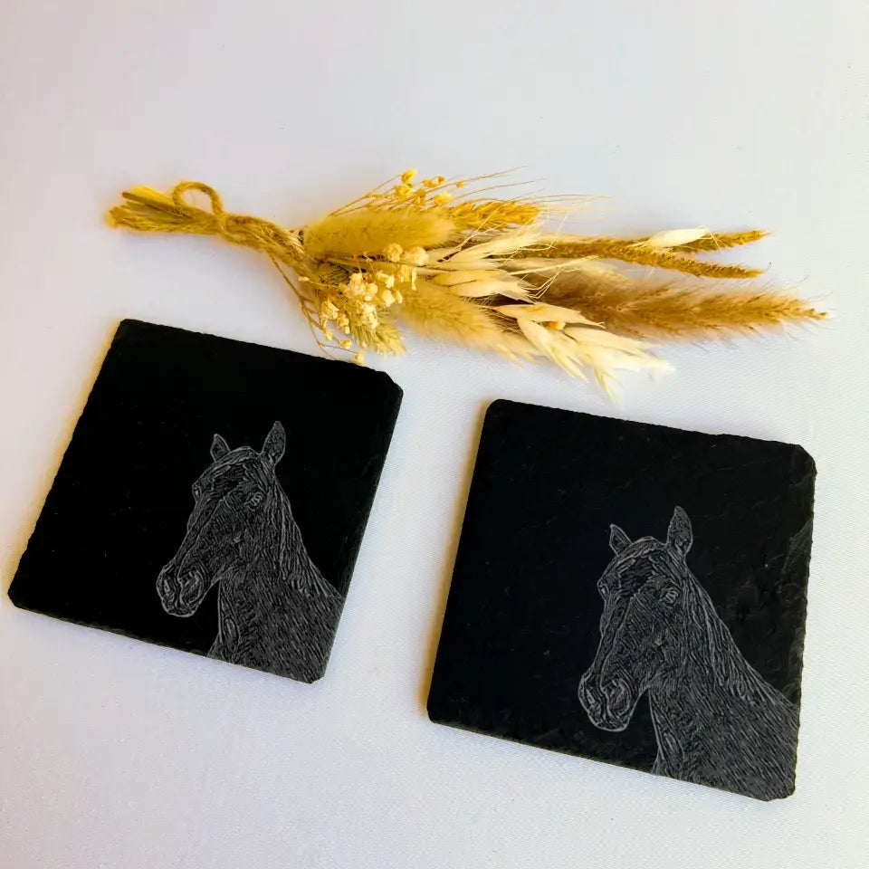 Horse Slate Coasters - Best Kitchenware for Horse Lovers (Set of 2)