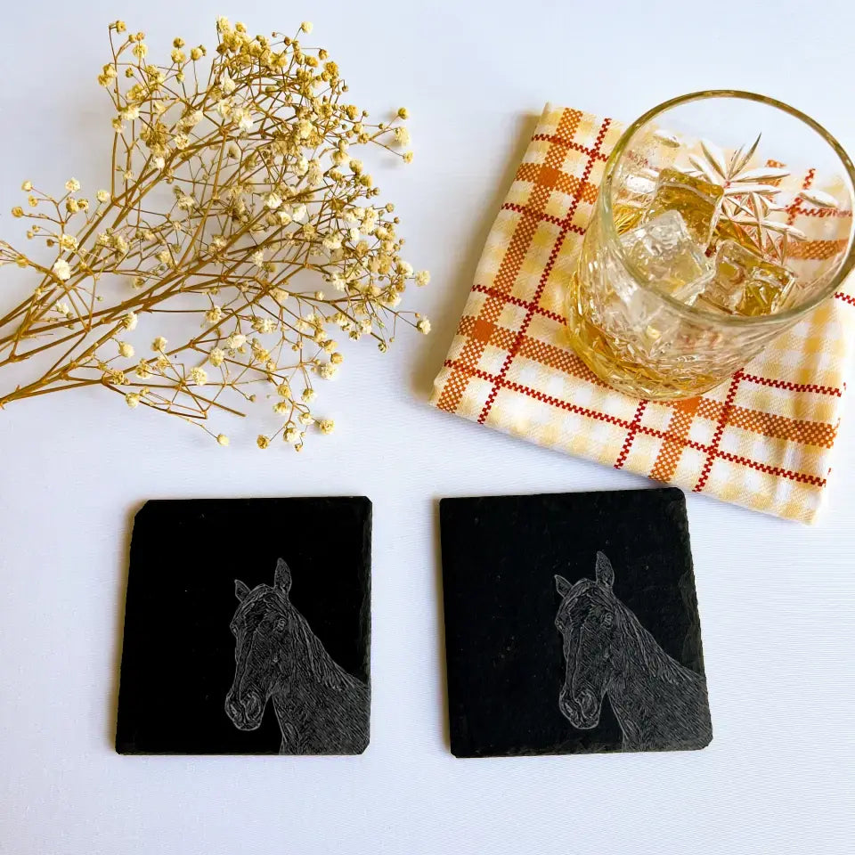 Horse Slate Coasters - Best Kitchenware for Horse Lovers (Set of 2)