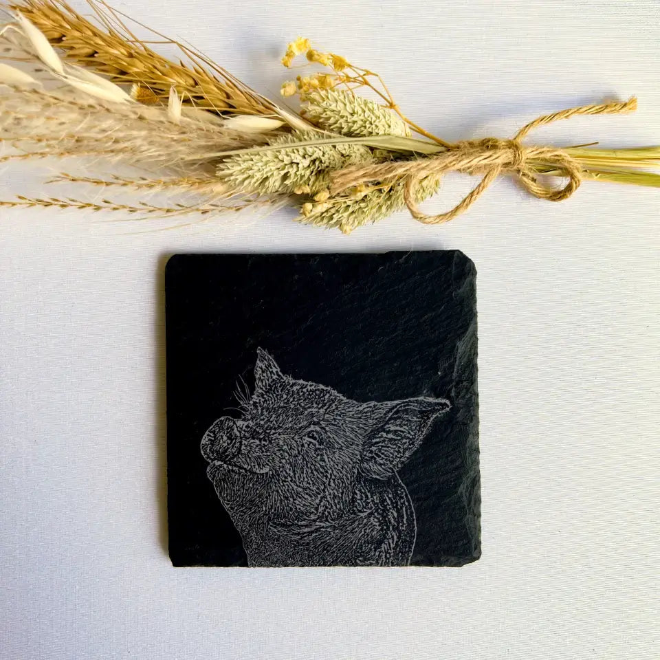 Piglet Sketch Slate Coasters - Shabby Chic Home Accessories (Set of 2)