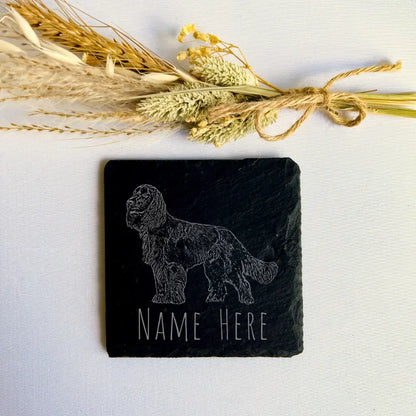 Personalised Spaniel - Natural Slate Coaster (1 Coaster)