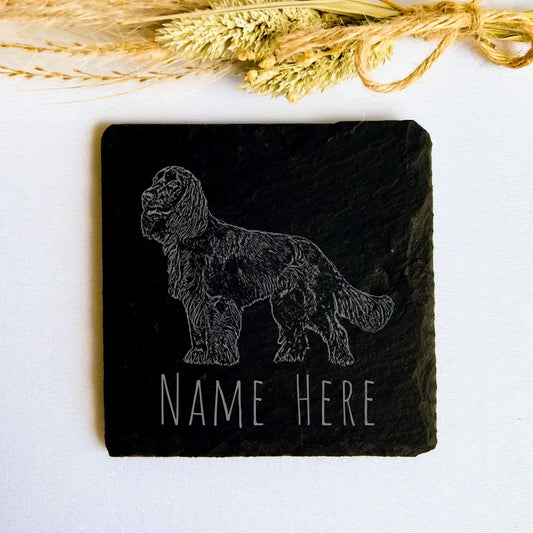 Personalised Spaniel - Natural Slate Coaster (1 Coaster)