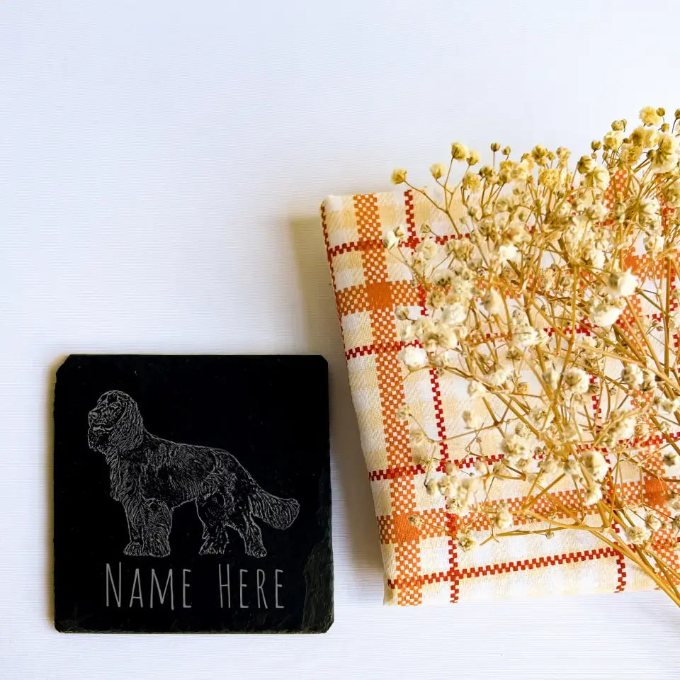 Personalised Spaniel - Natural Slate Coaster (1 Coaster)