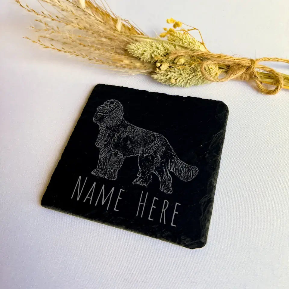 Personalised Spaniel - Natural Slate Coaster (1 Coaster)