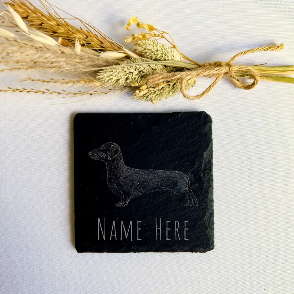 Personalised Dachshund Slate Coaster - Sausage Dog UK Made Gift