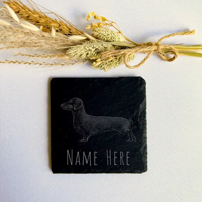 Personalised Dachshund Slate Coaster - Sausage Dog UK Made Gift