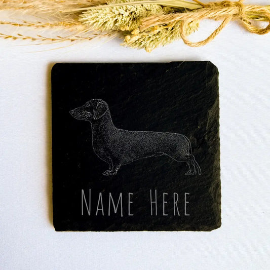 Personalised Dachshund Slate Coaster - Sausage Dog UK Made Gift