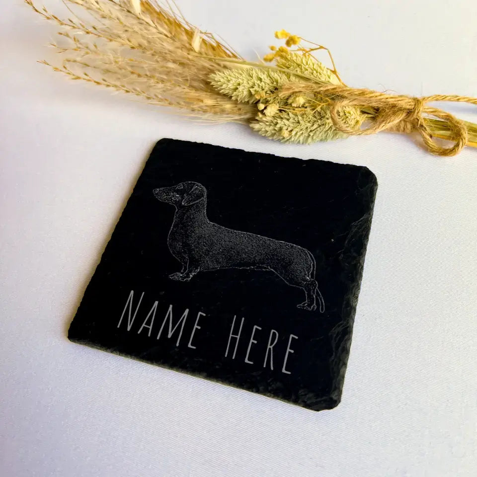 Personalised Dachshund Slate Coaster - Sausage Dog UK Made Gift