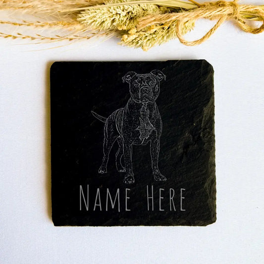 Personalised Staffordshire Terrier - Natural Slate Coaster (1 Coaster)