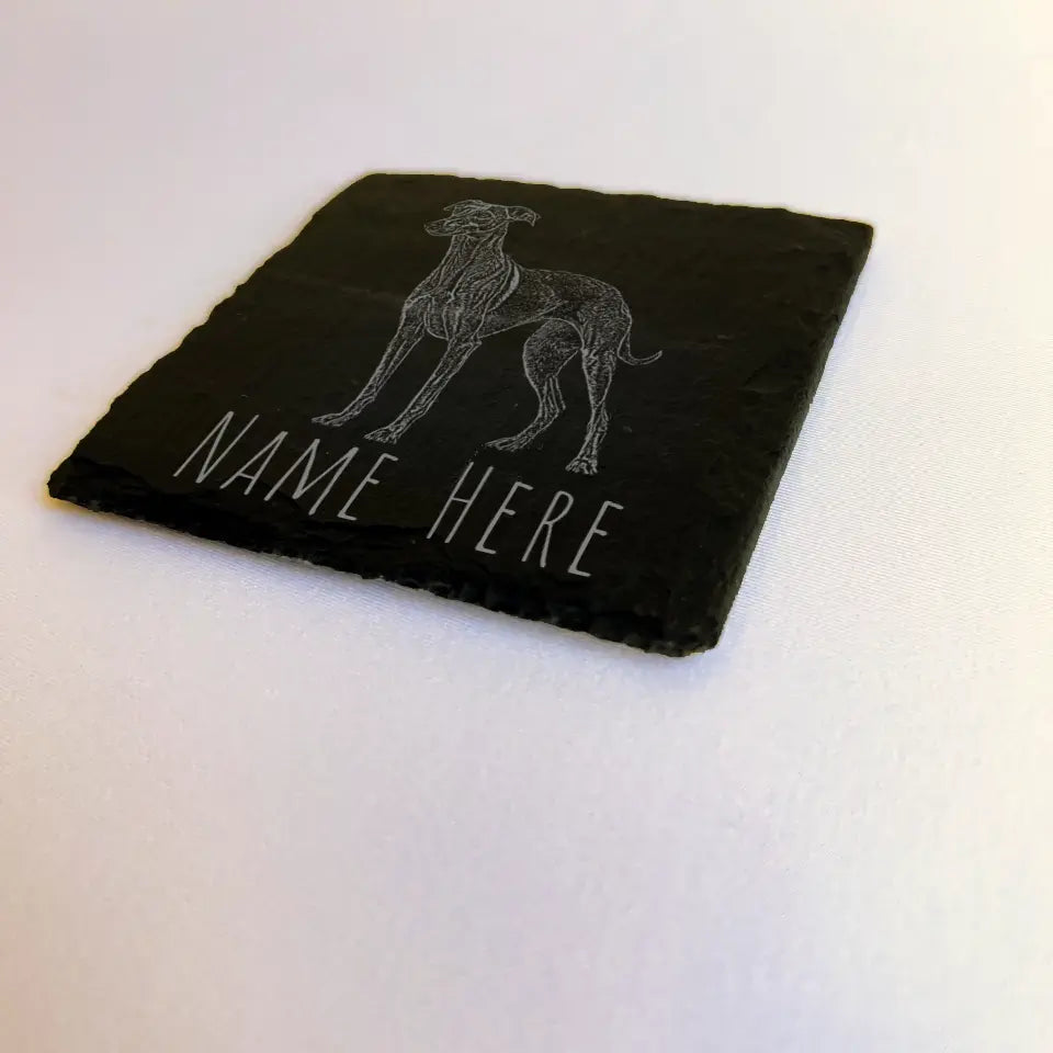 Personalised Greyhound - Natural Slate Coaster (1 Coaster)