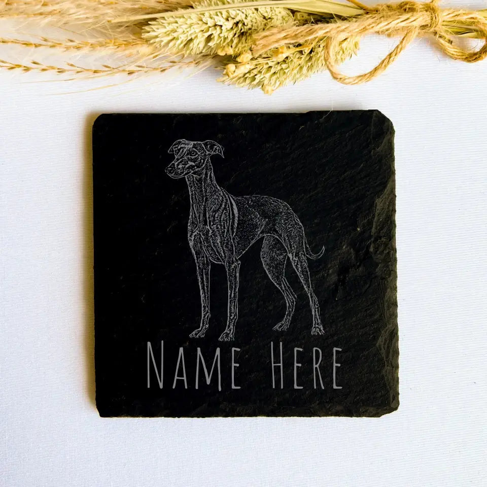 Personalised Greyhound - Natural Slate Coaster (1 Coaster)