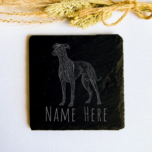 Personalised Greyhound - Natural Slate Coaster (1 Coaster)