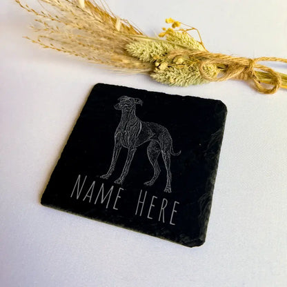 Personalised Greyhound - Natural Slate Coaster (1 Coaster)