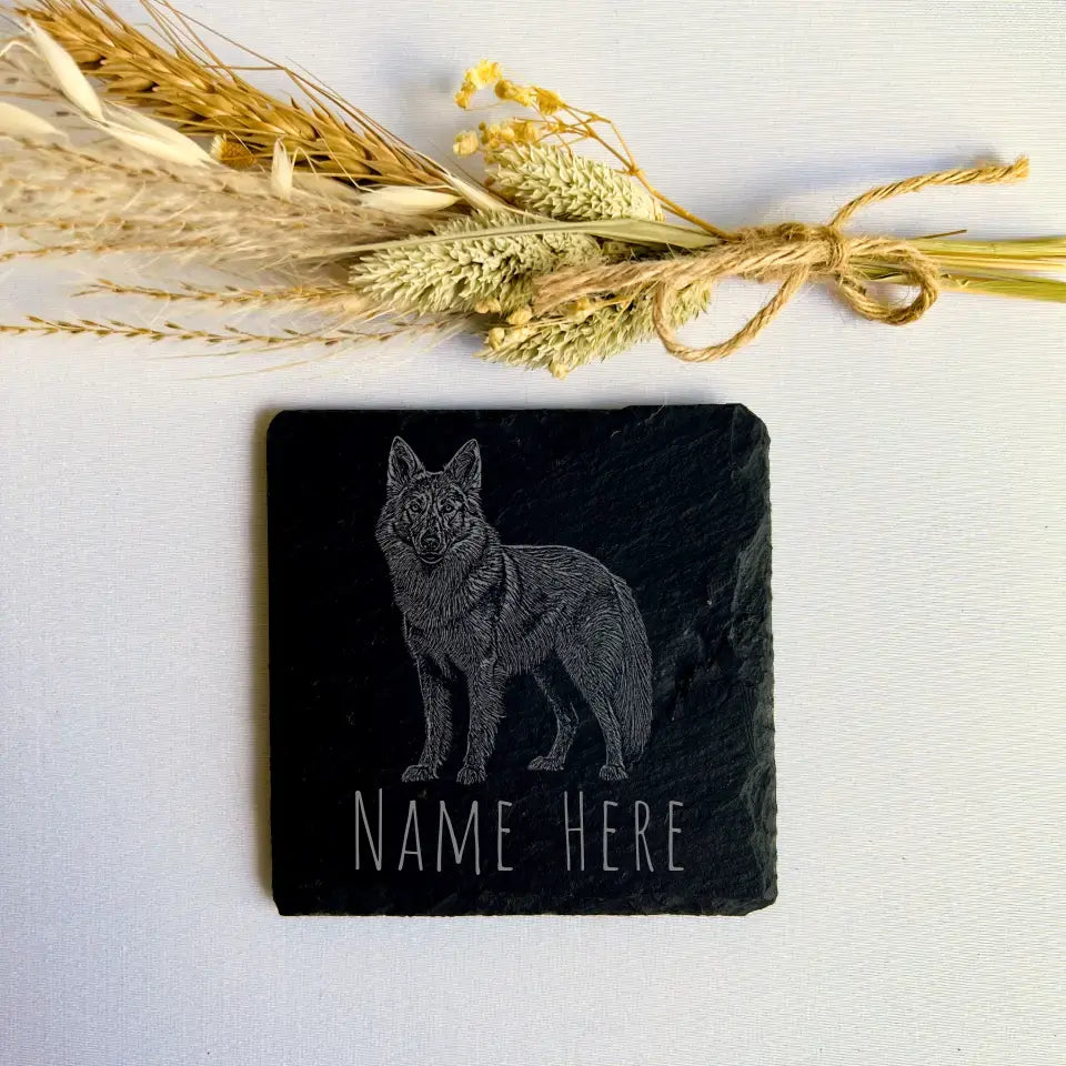 Personalised Alsatian - Natural Slate Coaster (1 Coaster)