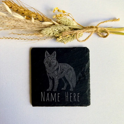 Personalised Alsatian - Natural Slate Coaster (1 Coaster)