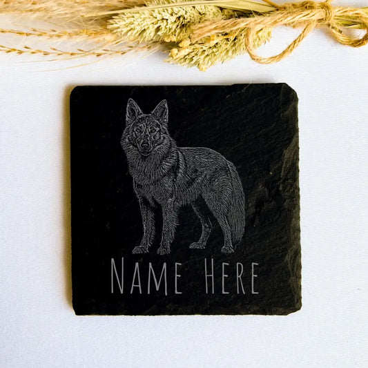 Personalised Alsatian - Natural Slate Coaster (1 Coaster)