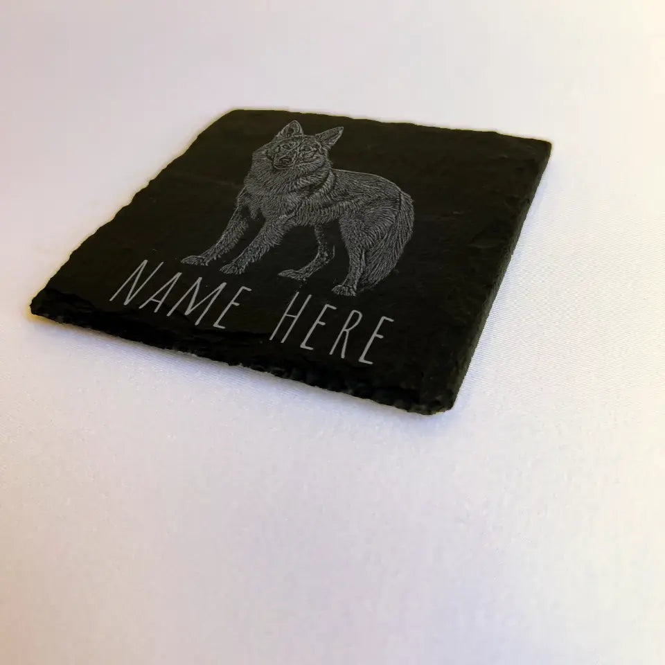 Personalised Alsatian - Natural Slate Coaster (1 Coaster)