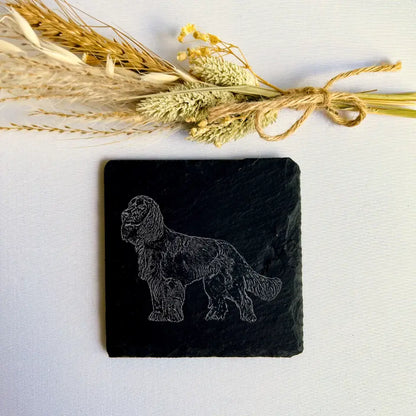 Spaniel - Natural Slate Coasters (Set of 2)