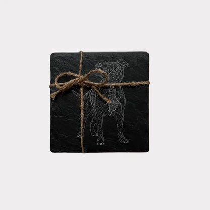 Staffordshire Terrier - Natural Slate Coasters (Set of 2)