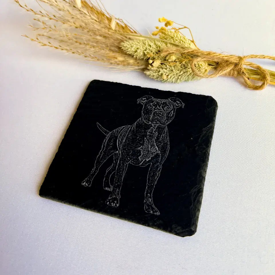 Staffordshire Terrier - Natural Slate Coasters (Set of 2)