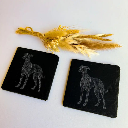 Greyhound - Natural Slate Coasters (Set of 2)