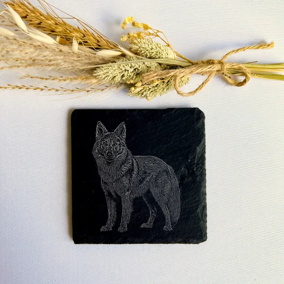 Alsatian - Natural Slate Coasters (Set of 2)