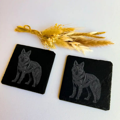 Alsatian - Natural Slate Coasters (Set of 2)