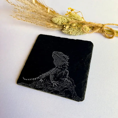 Bearded Dragon - Natural Slate Coasters (Set of 2)