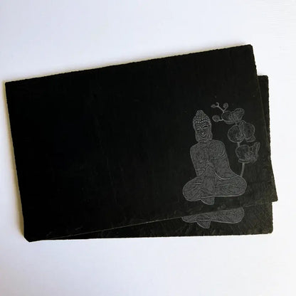 Buddha Slate Placemats (Set of 2) - Handcrafted Zen Kitchen Gift