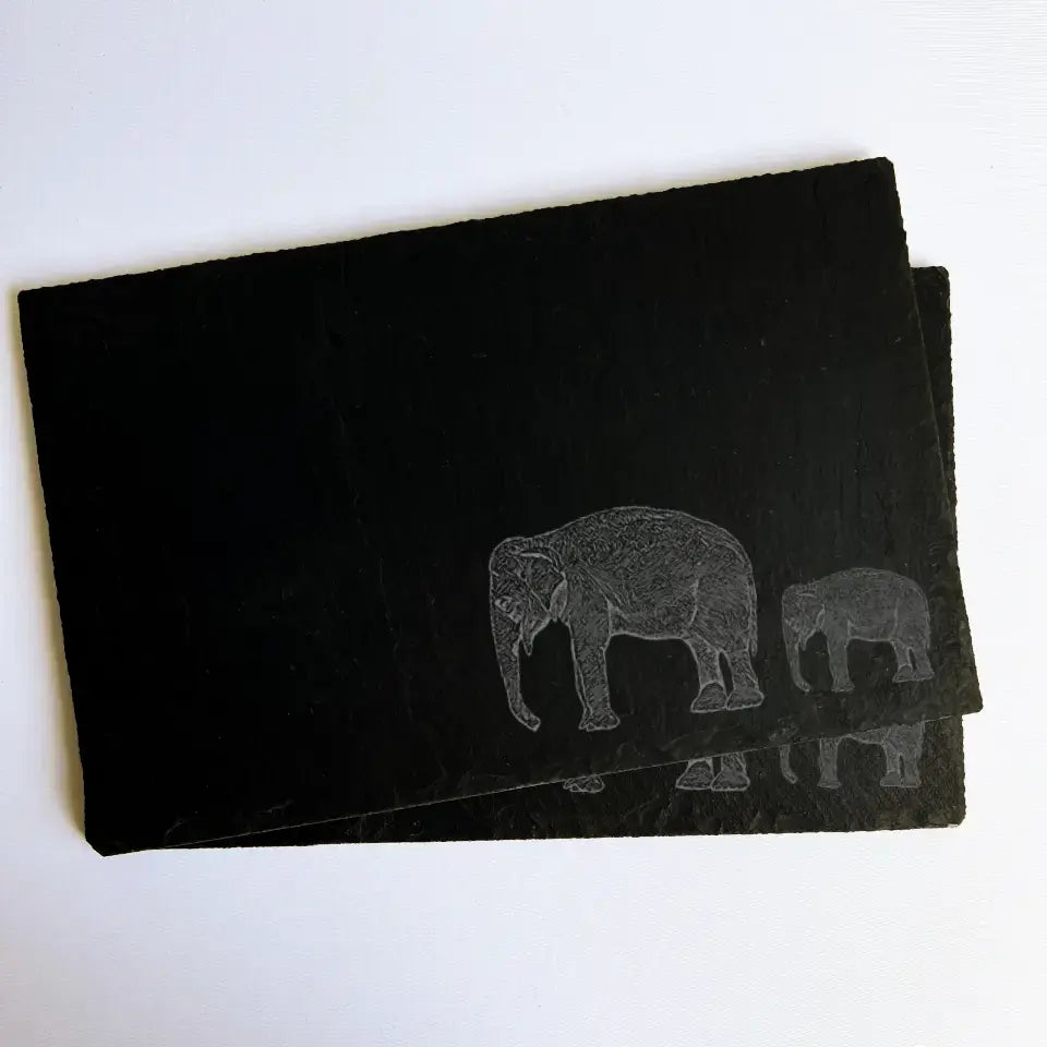 Mother Elephant - Natural Slate Placemats (Set of 2)