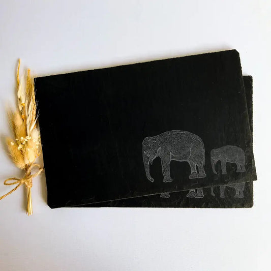 Mother Elephant - Natural Slate Placemats (Set of 2)