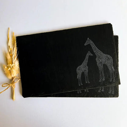 Mother Giraffe - Natural Slate Placemats (Set of 2)