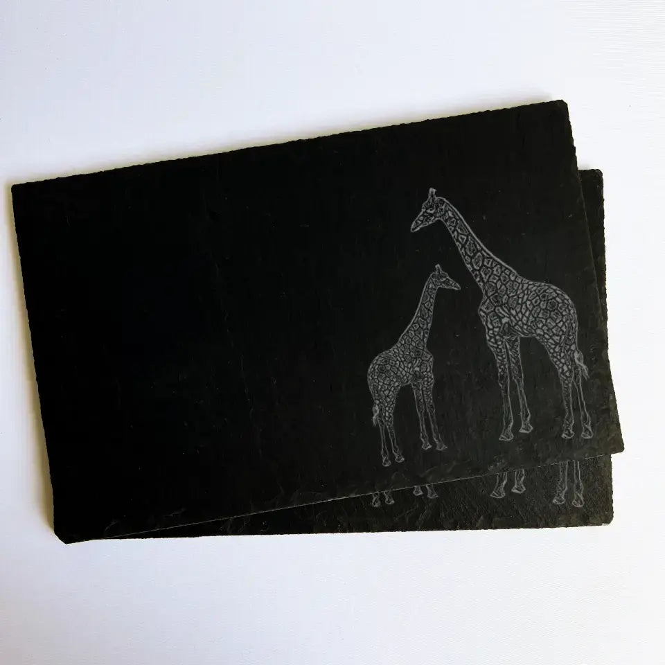 Mother Giraffe - Natural Slate Placemats (Set of 2)