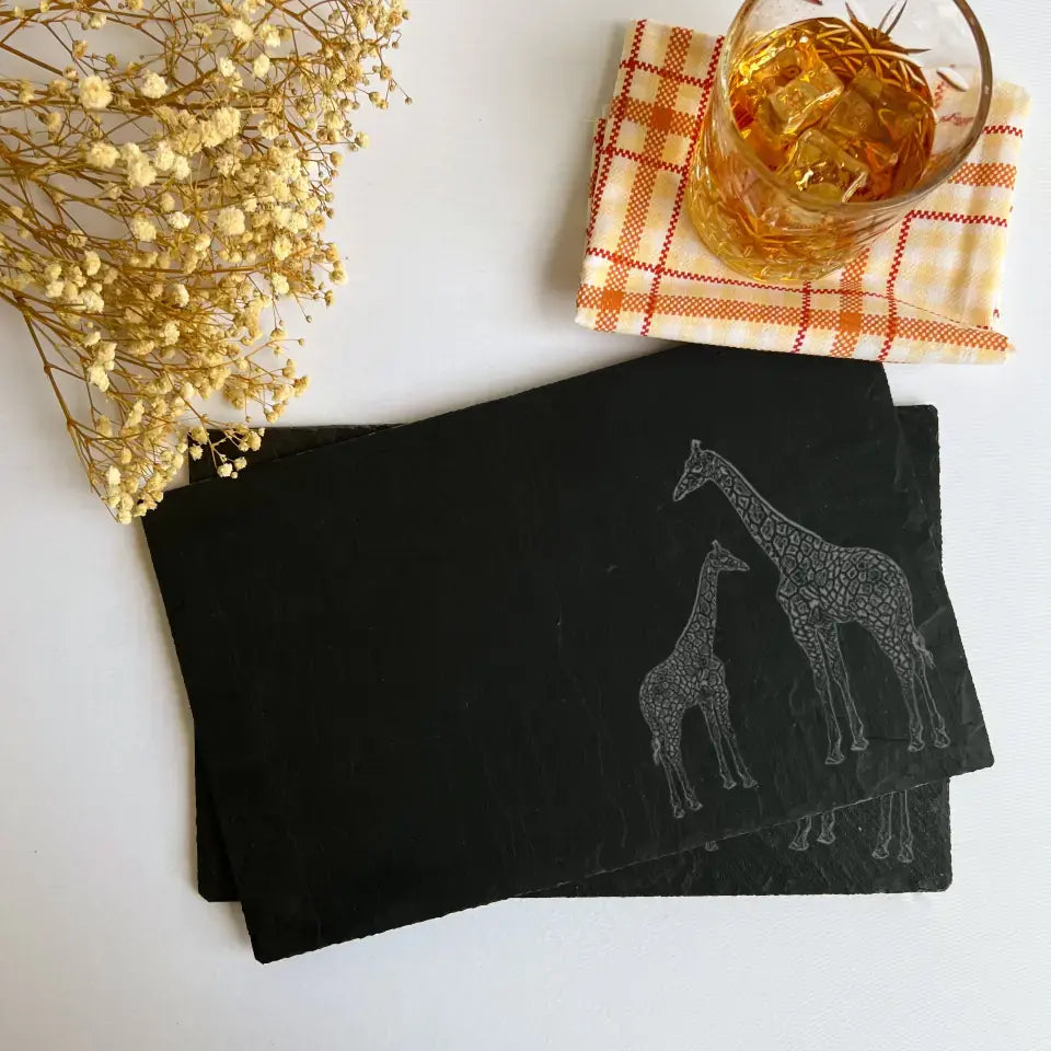 Mother Giraffe - Natural Slate Placemats (Set of 2)